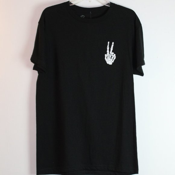 Bowery Supply CO Other - Bowery Supply CO Black T-Shirt Skeleton Peace Sign Size M